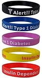 5 unidades de pulseras con la frase «Diabetes Type 1 Insulin Dependen», pulsera de silicona.
