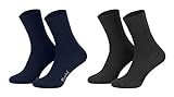 Piarini - 8 pares de calcetines unisex - Sin elástico - Caña cómoda - Antracita y azul marino - 35-38