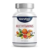 Multivitaminas y Minerales - 450 Comprimidos (Suministro para 1+ año) - Todas las Vitaminas A,B,C,D3,E, Calcio, Zinc, Selenio – Multivitamínicos Activos Esenciales para Hombres y Mujeres
